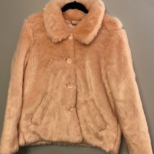 Faux fur JouJou coat. Blush Pink